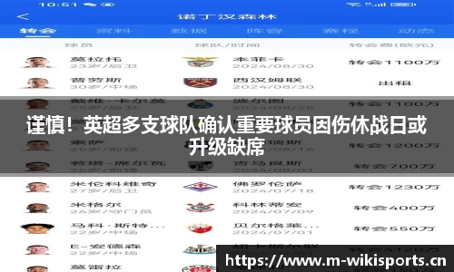 谨慎！英超多支球队确认重要球员因伤休战日或升级缺席